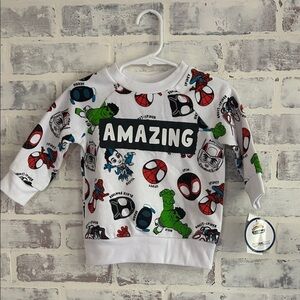NWT Marvel Baby Spider Man Amazing Friends Hulk Pullover Sweatshirt L/S 12M 18M